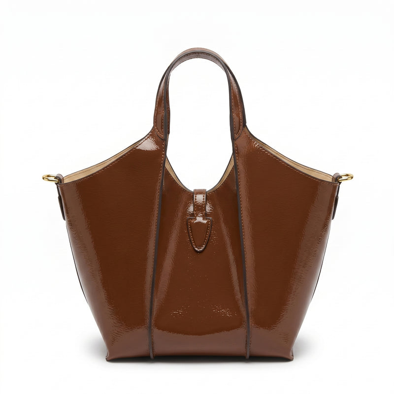 Tod's Timeless Small Shopping Bag in glossy leather – Dimensions: 20 cm (length) x 20 cm (width) Woman 8819 Brown - 3