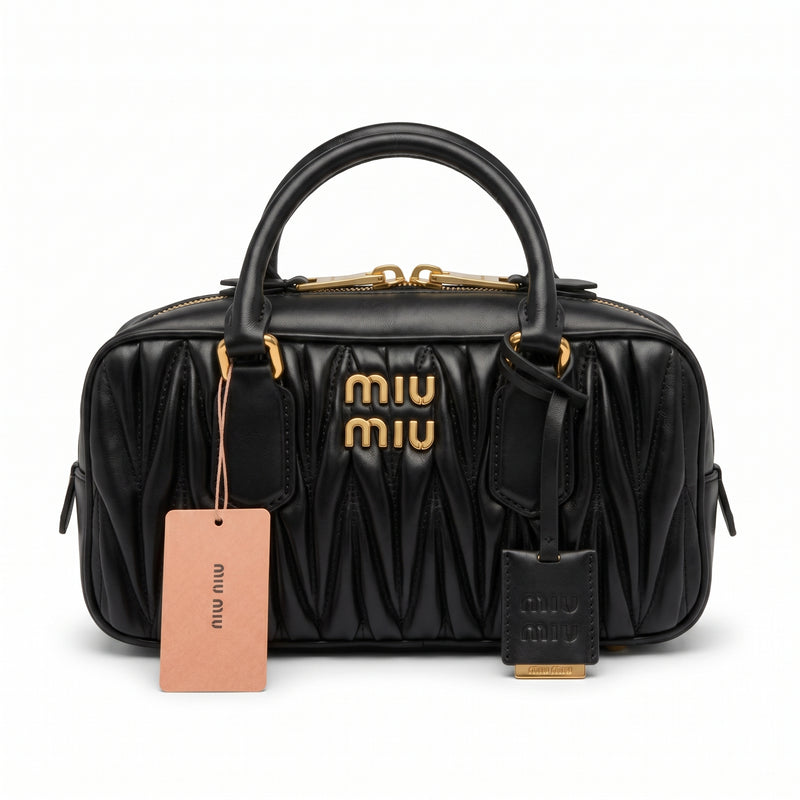 Miu Miu Arcadie Matelassé Nappa Leather Bag For Woman 5BB142 Black - 1