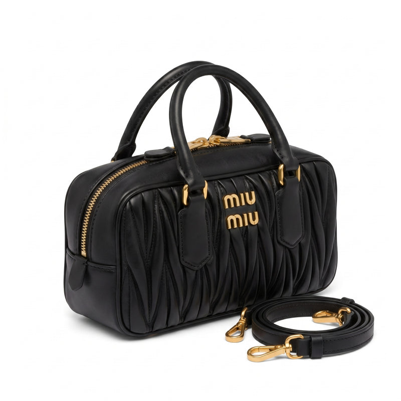 Miu Miu Arcadie Matelassé Nappa Leather Bag For Woman 5BB142 Black - 2