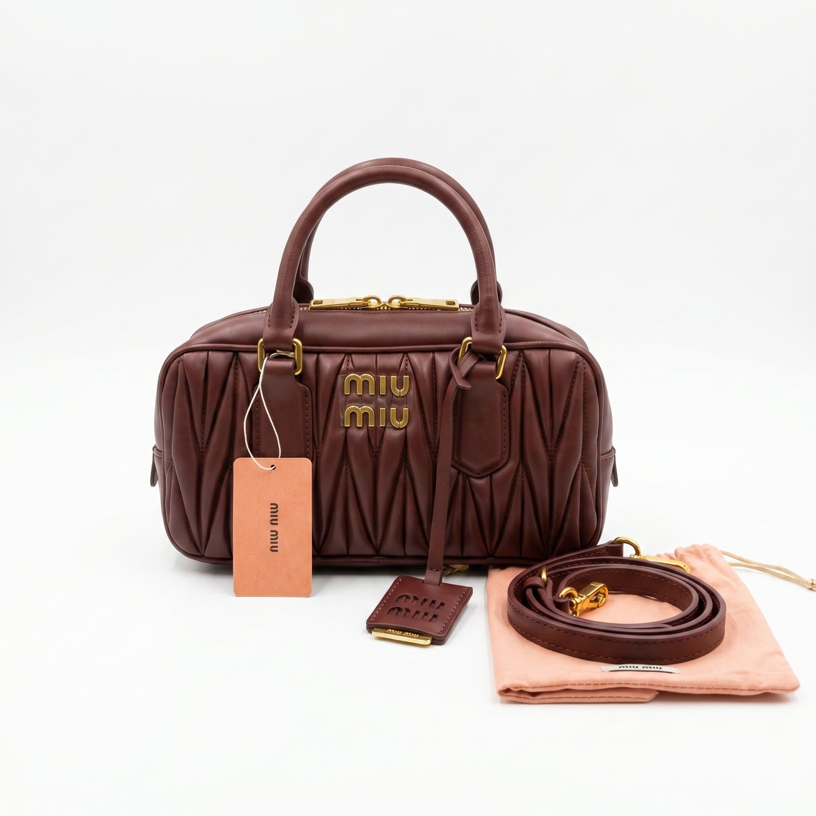 Miu Miu Arcadie Matelassé Nappa Leather Bag For Woman 5BB142 Burgundy - 2