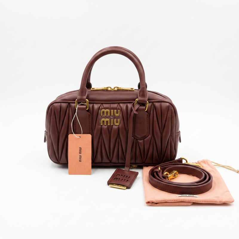 Miu Miu Arcadie Matelassé Nappa Leather Bag For Woman 5BB142 Burgundy - 2
