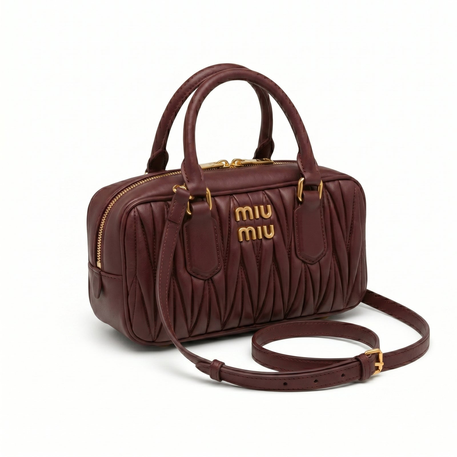 Miu Miu Arcadie Matelassé Nappa Leather Bag For Woman 5BB142 Burgundy - 4