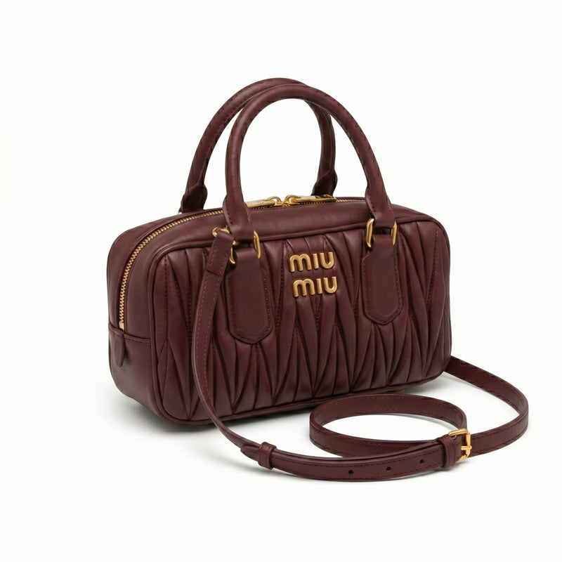 Miu Miu Arcadie Matelassé Nappa Leather Bag For Woman 5BB142 Burgundy - 4