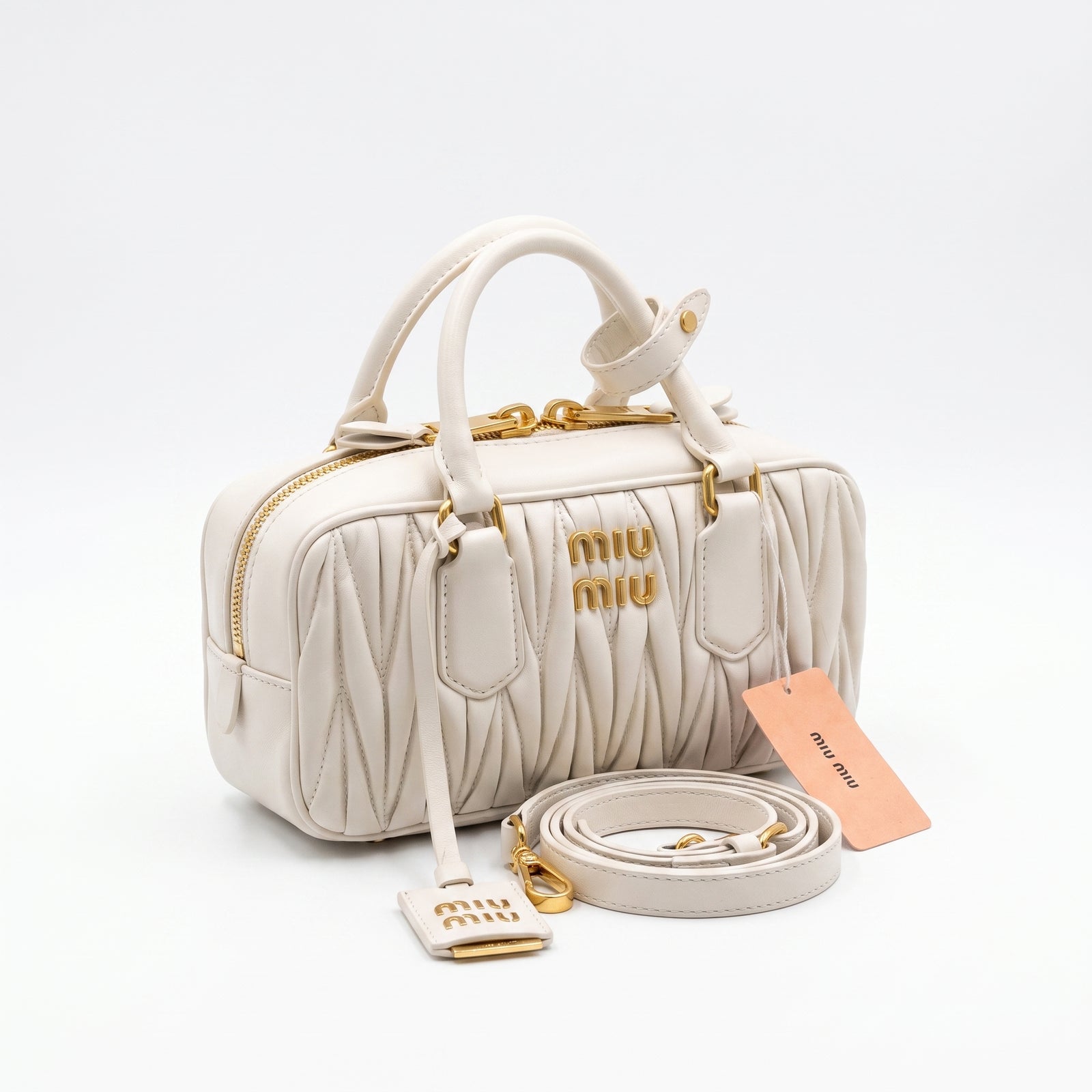 Miu Miu Arcadie Matelassé Nappa Leather Bag For Woman 5BB142 White - 2