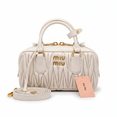 Miu Miu Arcadie Matelassé Nappa Leather Bag For Woman 5BB142 White