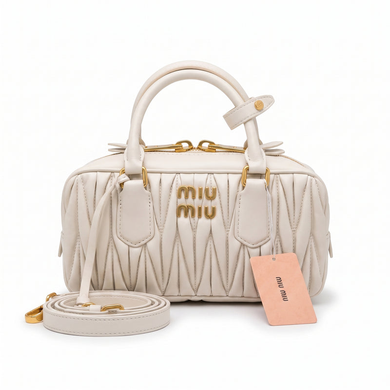 Miu Miu Arcadie Matelassé Nappa Leather Bag For Woman 5BB142 White - 1