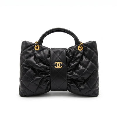 Chanel Lambskin Quilted Mini Bow Bag Woman 99888 Black