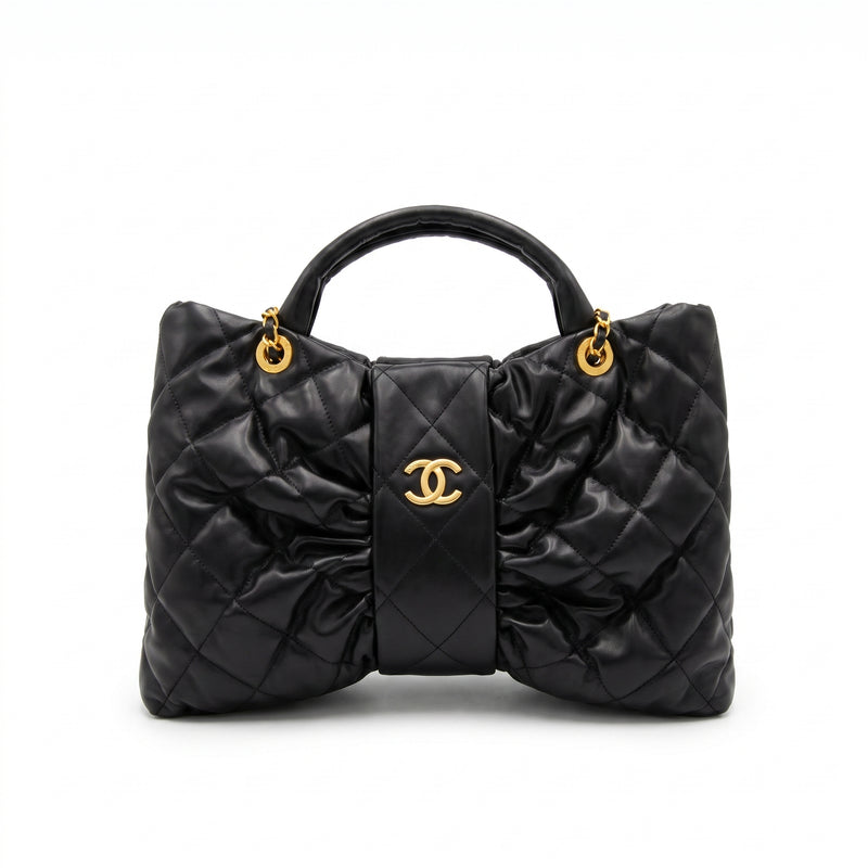 Chanel Lambskin Quilted Mini Bow Bag Woman 99888 Black - 1