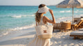 Celine Raffia Tote Bag With Calfskin Leather Trim Woman CEL 213 Beige - 6