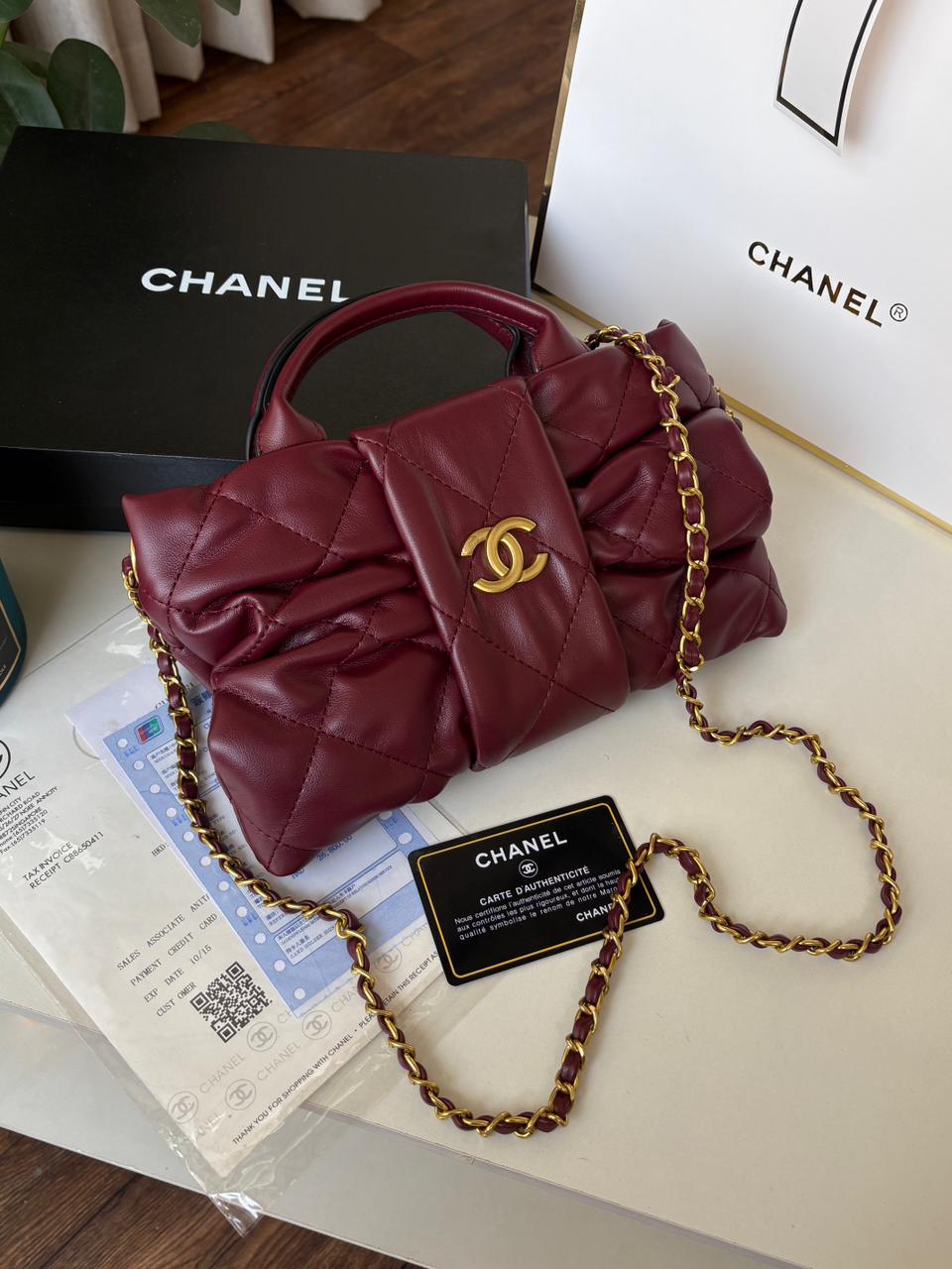 Chanel Lambskin Quilted Mini Bow Bag Woman 99888 Burgundy - 2