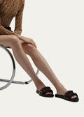 FENDI Toggle-Fastening FF-Logo Slides Slipper Woman 12395-12 Brown - 5