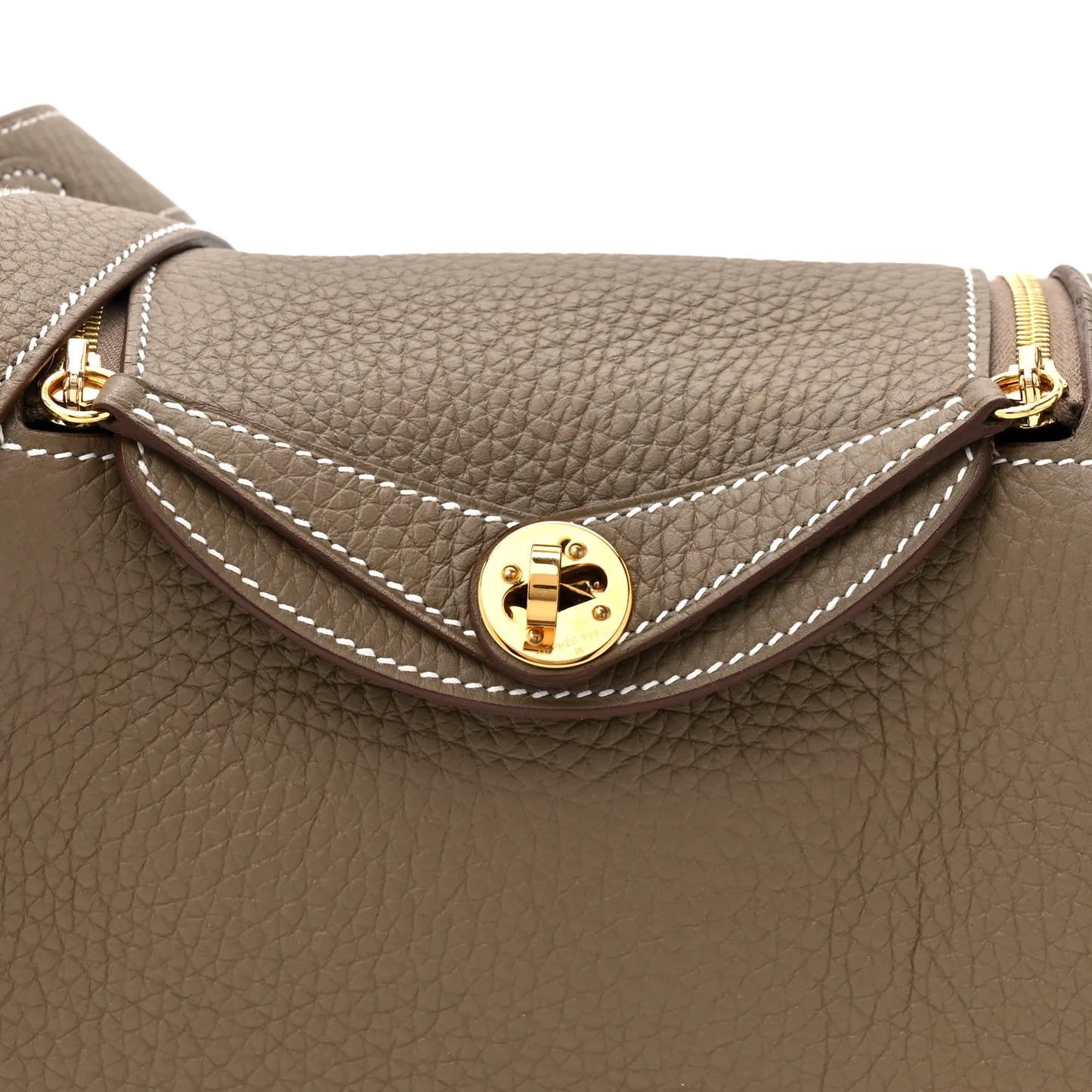 Hermès Etoupe Clemence Mini Bag Lindy 20 Gold Hardware Length 13 cm - Width 19 cm Mirror Woman H278 Khaki - 6