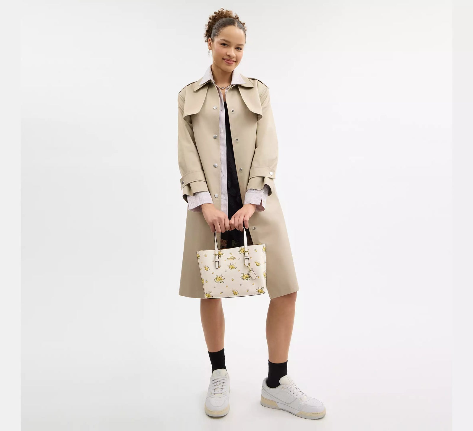 Coach Mollie Tote Bag 25 With Floral Print Tote Woman C139 White - 4
