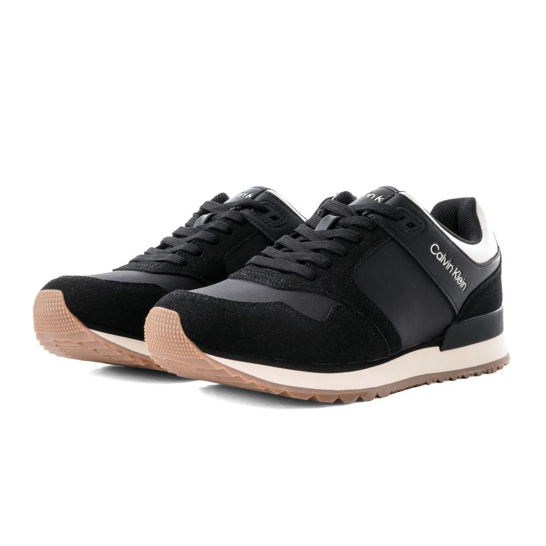 Calvin Klein Origenal Antoy Low Top Round Toe Lace-up Sneakers Man FWOFW5028 Black