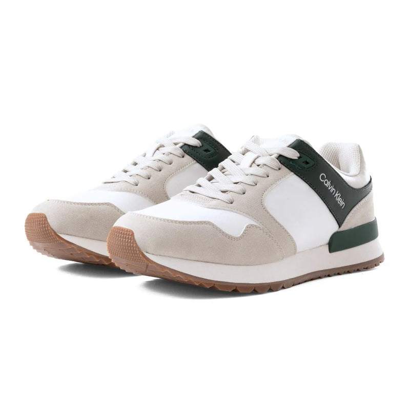Calvin Klein Origenal Antoy Low Top Round Toe Lace-up Sneakers Man FWOFW5028 White&Green - 4