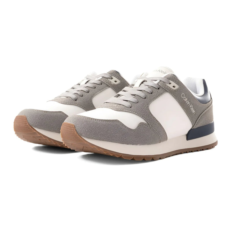 Calvin Klein Origenal Antoy Low Top Round Toe Lace-up Sneakers Man FWOFW5028 White&Gray - 4