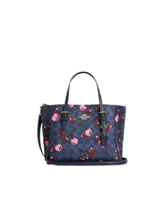 Coach Mollie Tote Bag 25 In Signature Canvas With Cherry Woman C139 Navy