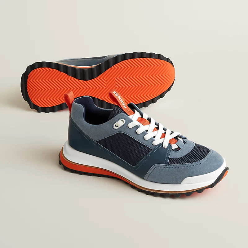HERMES Leather Top Houses Champion the Aesthetic Sneakers Man LA009 Navy