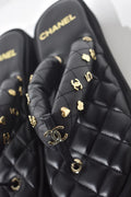 Chanel Lambskin Quilted Padded Charms Thong Sandals Woman XJC3134 Black - 6