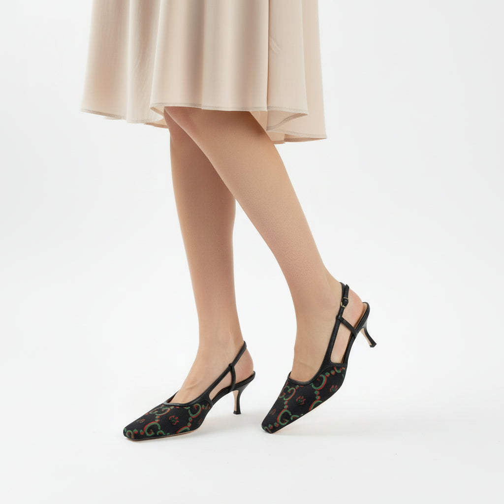 Gucci Luxury Slingback Sandals Mongoram Woman 1086-1 Black - 6