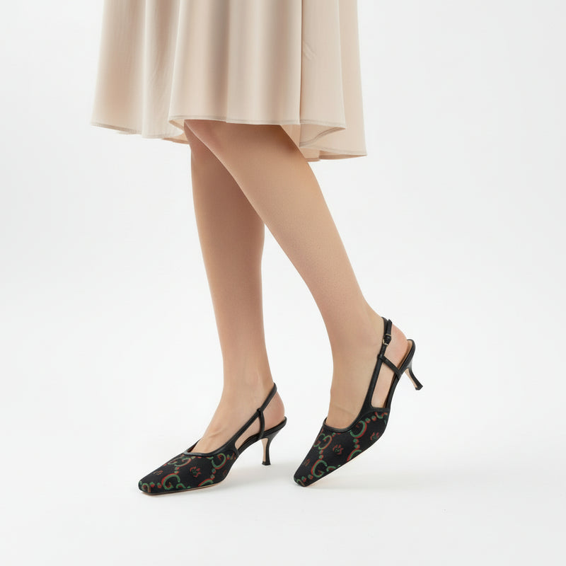Gucci Luxury Slingback Sandals Mongoram Woman 1086-1 Black - 6