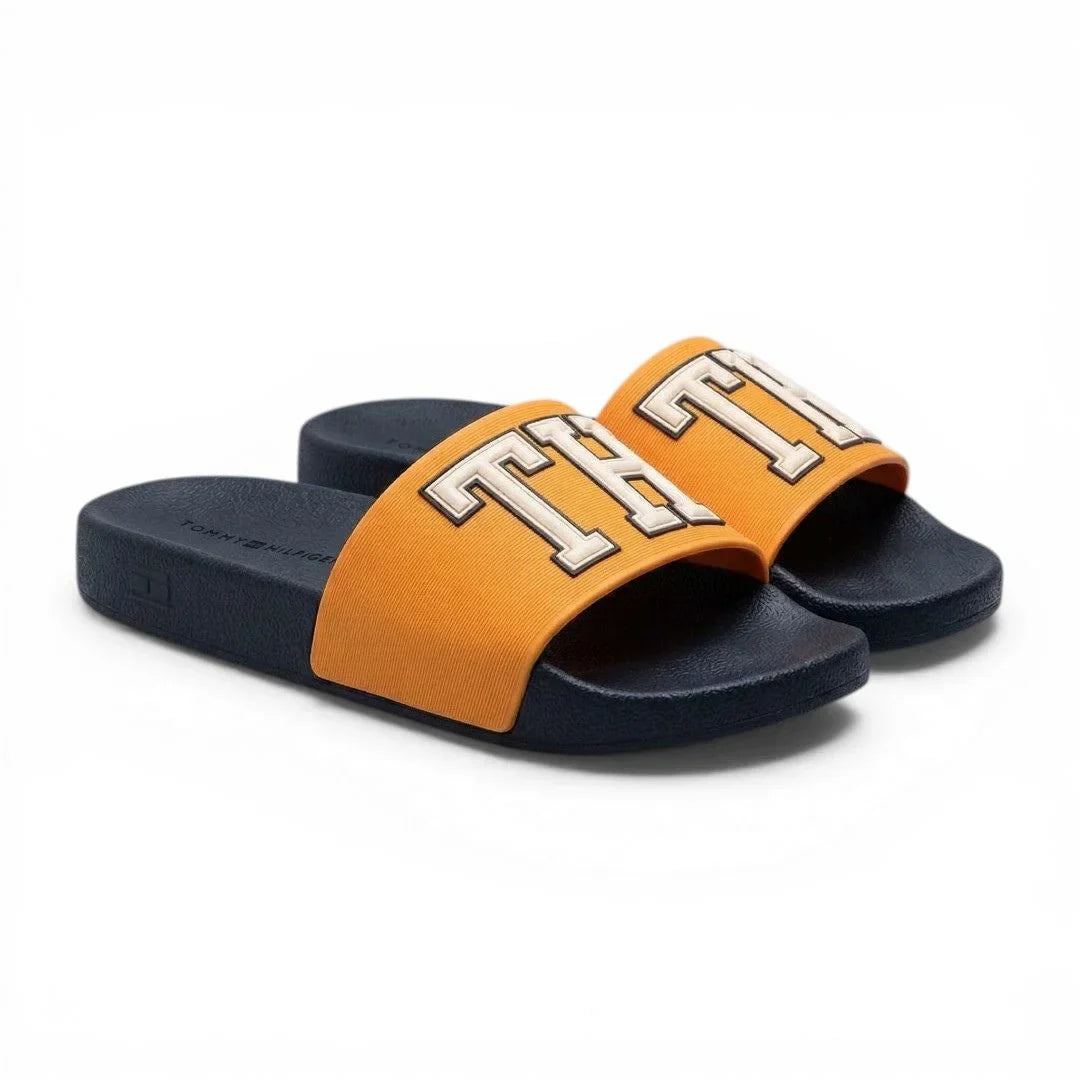 Tommy Hilfiger Original Holiday Slippers Man 58184 Black&Orange - 4