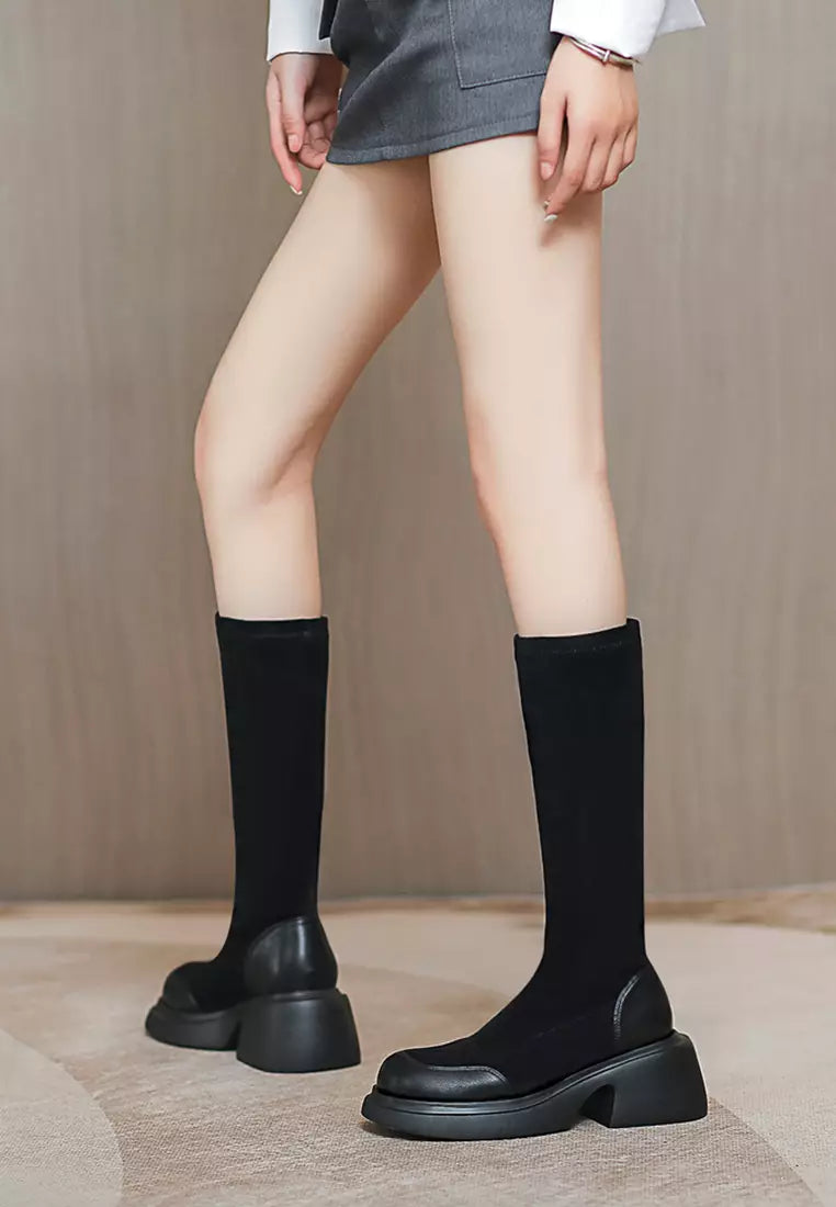 Buy Twenty Eight Shoes High Quality Boots Platform Suede Stitched Skinny 8120 Black - 6