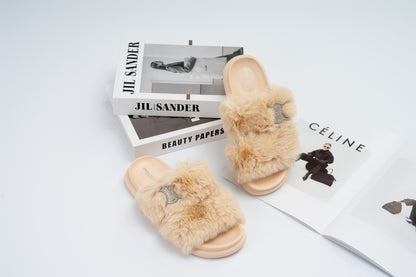 Fur slide slipper Woman FUR2 Beige