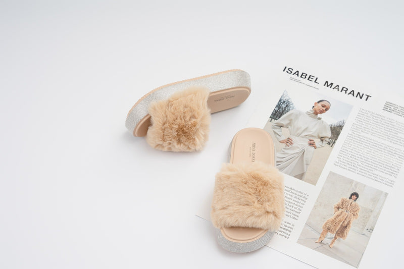 Fur slide slipper Woman FUR6 Beige - 2
