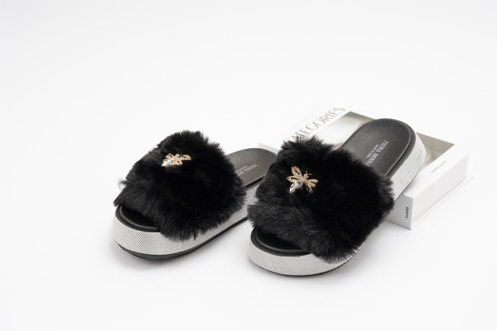Fur slide slipper Woman FUR7 Black - 2