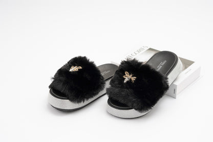 Fur slide slipper Woman FUR7 Black