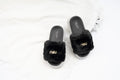 Fur slide slipper Woman FUR8 Black - 1