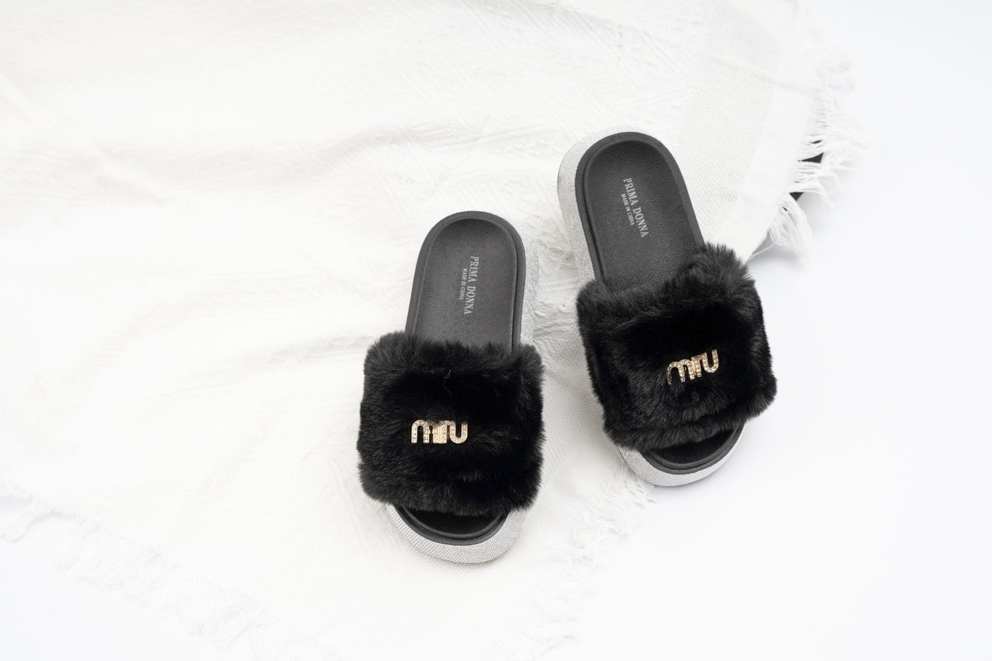 Fur slide slipper Woman FUR8 Black