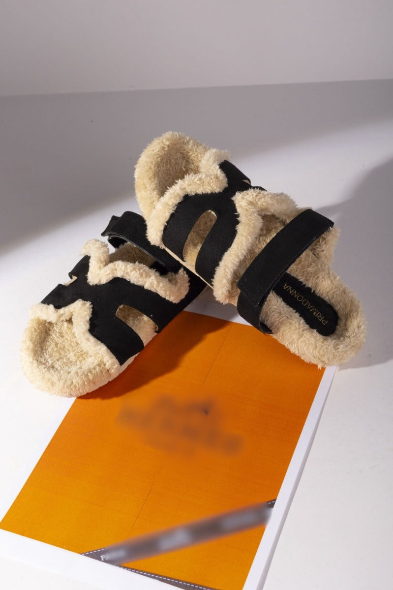Fur slide slipper Woman FUR10 Black - 1