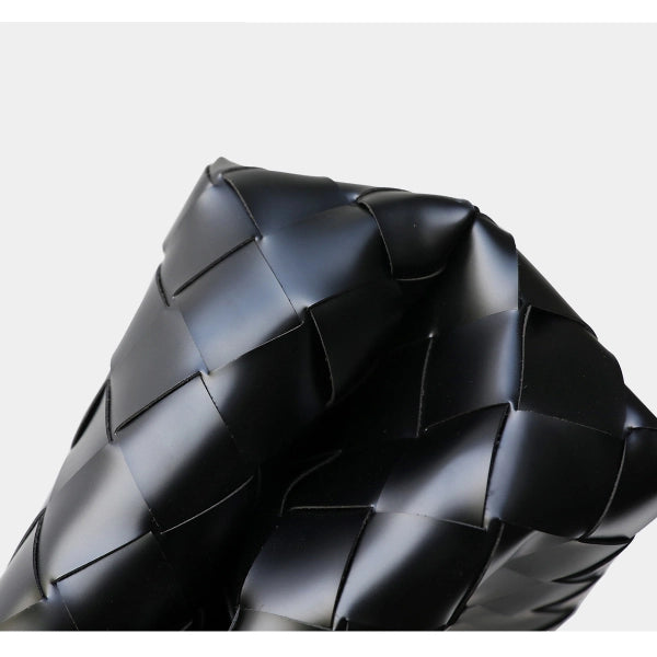 Weaved oil waxed calf leather handle shoulder tote Bag Mirror Length 23 cm - Width 42 cm Woman Y9113 Black - 5